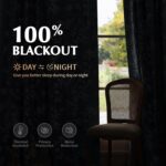 FMFUNCTEX 100% Blackout Floral Curtains for Bedroom, Blue Curtains 84 inches Lon... - Image 3