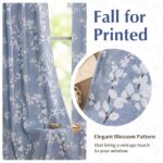FMFUNCTEX 100% Blackout Floral Curtains for Bedroom, Blue Curtains 84 inches Lon... - Image 4