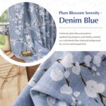 FMFUNCTEX 100% Blackout Floral Curtains for Bedroom, Blue Curtains 84 inches Lon... - Image 5