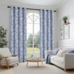 FMFUNCTEX 100% Blackout Floral Curtains for Bedroom, Blue Curtains 84 inches Lon... - Image 7