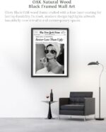 iHery Premium Natural Black OAK Wood 12x16in Audrey Hepburn Trendy Framed Wall A... - Image 3