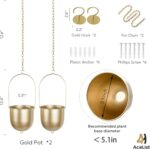 AceList Boho Hanging Planter, Set of 2 Gold Metal Plant Hanger with Hooks and Ch... - Image 3