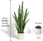 Fake Snake Plant, 35" Artificial Potted Plant with White Pot, Realistic Faux Pla... - Image 4