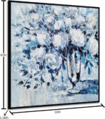 Yihui Arts Hand Painted Framed Blue Flower Canvas Wall Art with Gold Foil - Image 4