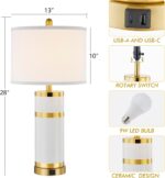 Ceramic White Gold-Plated Decorative 28" Table Lamps Set of 2 with E26 Socket&Ro... - Image 5