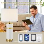 Ceramic White Gold-Plated Decorative 28" Table Lamps Set of 2 with E26 Socket&Ro... - Image 6