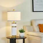 Ceramic White Gold-Plated Decorative 28" Table Lamps Set of 2 with E26 Socket&Ro... - Image 7