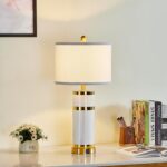 Ceramic White Gold-Plated Decorative 28" Table Lamps Set of 2 with E26 Socket&Ro... - Image 9