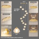 Modern LED High Ceiling Chandelier: 12 Lights Gold Bubble Crystal Ball With 3000... - Image 7