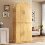 iPormis 71" Tall Arched Cabinet with Doors, Farmhouse Kitchen Pantry with 6-Tier... - Image 4