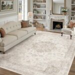PureCozy Beige Area Rug 8x10 Washable Vintage Carpet for Living Room Bedroom Lar... - Image 3