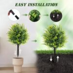 RECUTMS Artificial Green Eucalyptus Topiary Ball Tree with Ground Spike UV Resis... - Image 4