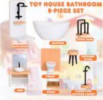 Gatuida 8pcs Miniature Dollhouse Bathroom Accessories Set, 1:12 Scale Shower Roo... - Image 5