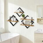 Floating Shelves Set of 3-2-Tier Hanging Wall Mounted Shelves, Decorative Storag... - Image 6