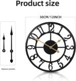 Wall Clock Battery Operated,Silent Non Ticking Modern Rustic Metal Small Clocks ... - Image 3