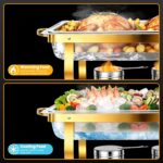 POWERFUEL Chafing Dishes for Buffet, 4 Pack 9QT Large Full Size Gold Chafing Dis... - Image 3
