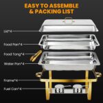 POWERFUEL Chafing Dishes for Buffet, 4 Pack 9QT Large Full Size Gold Chafing Dis... - Image 6