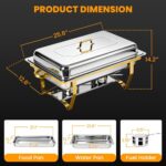 POWERFUEL Chafing Dishes for Buffet, 4 Pack 9QT Large Full Size Gold Chafing Dis... - Image 7