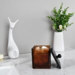 Amber Glass Cotton Jar Holder – Black Lid Elegant Bathroom Storage Canister for ... - Image 4