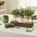 Mkono Mason Jar Lights Table Centerpiece for Dining Room Fake Eucalyptus Plants ... - Image 3