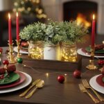 Mkono Mason Jar Lights Table Centerpiece for Dining Room Fake Eucalyptus Plants ... - Image 5