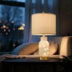 Oneach 22" Glass Table Lamps Set of 2, White Modern Bedside Lamp with LED Night ... - Image 3
