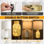 Oneach 22" Glass Table Lamps Set of 2, White Modern Bedside Lamp with LED Night ... - Image 4