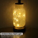 Oneach 22" Glass Table Lamps Set of 2, White Modern Bedside Lamp with LED Night ... - Image 5