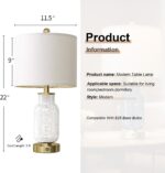 Oneach 22" Glass Table Lamps Set of 2, White Modern Bedside Lamp with LED Night ... - Image 7