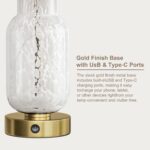 Oneach 22" Glass Table Lamps Set of 2, White Modern Bedside Lamp with LED Night ... - Image 9