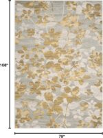 SAFAVIEH Evoke Collection Area Rug - 6'7" x 9', Grey & Gold, Floral Design, Non-... - Image 3