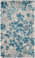 SAFAVIEH Evoke Collection Area Rug - 6'7" x 9', Grey & Gold, Floral Design, Non-... - Image 5