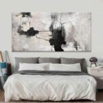 QSQ Black And Off-White Large Abstract Wall Art For Living Room Decor Grunge Roo... - Image 3