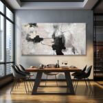 QSQ Black And Off-White Large Abstract Wall Art For Living Room Decor Grunge Roo... - Image 6