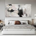 QSQ Black And Off-White Large Abstract Wall Art For Living Room Decor Grunge Roo... - Image 7