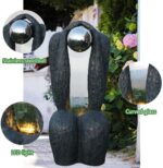 45" H Thinker Modern Waterfall Outdoor Water Fountain with Glass and Led Light, ... - Image 4