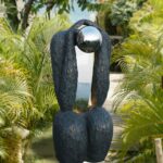 45" H Thinker Modern Waterfall Outdoor Water Fountain with Glass and Led Light, ... - Image 5