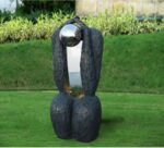 45" H Thinker Modern Waterfall Outdoor Water Fountain with Glass and Led Light, ... - Image 9