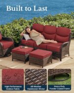 HILLGA Luxury High Back Patio Furniture Set with 6-Inch Thick Cushion, 5-Piece O... - Image 7