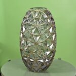 Hand Painted Gold and Grey Diamond Shaped Glass Crystal Vase 13.6 inch Tall,Mode... - Image 5