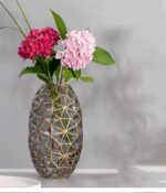 Hand Painted Gold and Grey Diamond Shaped Glass Crystal Vase 13.6 inch Tall,Mode... - Image 7