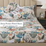 FADFAY King Sheet Set, 100% Cotton Sateen Soft Breathable, Luxury Vintage Floral... - Image 5