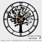 Metal Large Tree of Life Wall Clock, Wall Clock with Bird on Tree Design, Batter... - Image 4