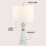 JONATHAN Y 24" White/Gray Terrazzo LED Table Lamp, Art Deco Hourglass Sculptural... - Image 5