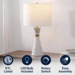 JONATHAN Y 24" White/Gray Terrazzo LED Table Lamp, Art Deco Hourglass Sculptural... - Image 6