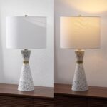 JONATHAN Y 24" White/Gray Terrazzo LED Table Lamp, Art Deco Hourglass Sculptural... - Image 8