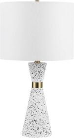 JONATHAN Y 24" White/Gray Terrazzo LED Table Lamp, Art Deco Hourglass Sculptural... - Image 9