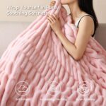 Smoofy Blush Pink Throw Blanket for Couch – Luxury Faux Rabbit Fur Blanket, Ultr... - Image 5