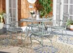 SAFAVIEH Outdoor - Thessaly 5-Piece Bistro Dining Set - Antique Dark Green Iron ... - Image 3