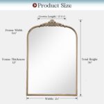 24" x 36" Antique Gold Arched Mirror for Wall, Vintage Brass Bathroom Mirror wit... - Image 3